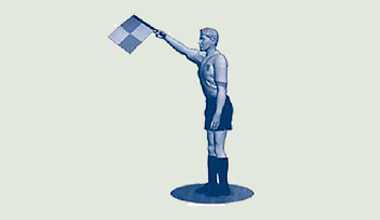 Flag position that indicates Far offside signal in soccer