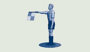 Referee flag signal for goal kick
