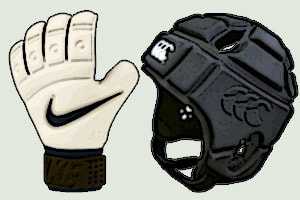Glove and headgear for goalkeeper