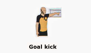 Referee points to the appropriate part of the goal area.