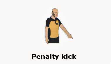 Referee points to the appropriate penalty mark.